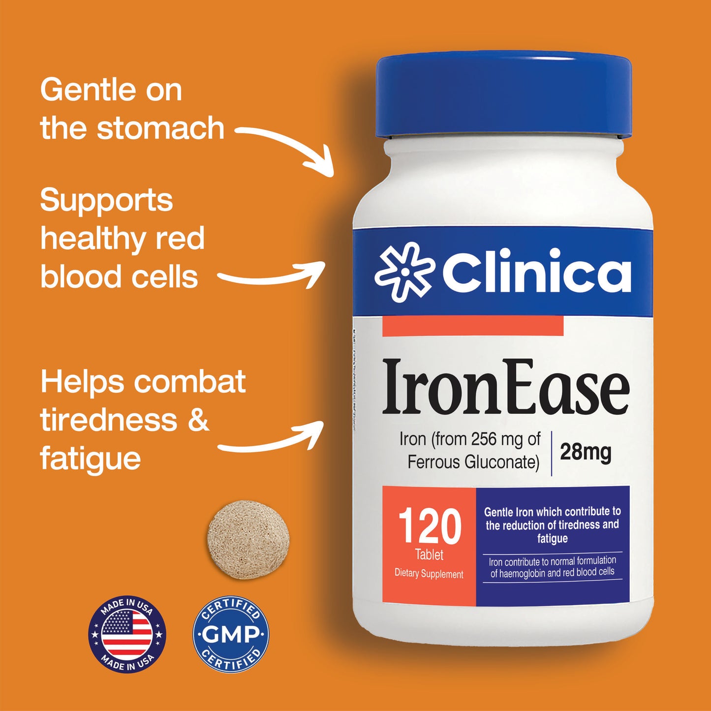 IronEase – Ferrous Gluconate 28 mg – 120 Tablets