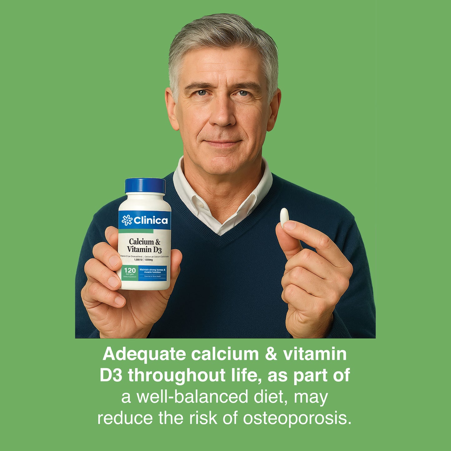 Calcium & Vitamin D3 – Calcium Carbonate 1200 mg – 120 Softgels