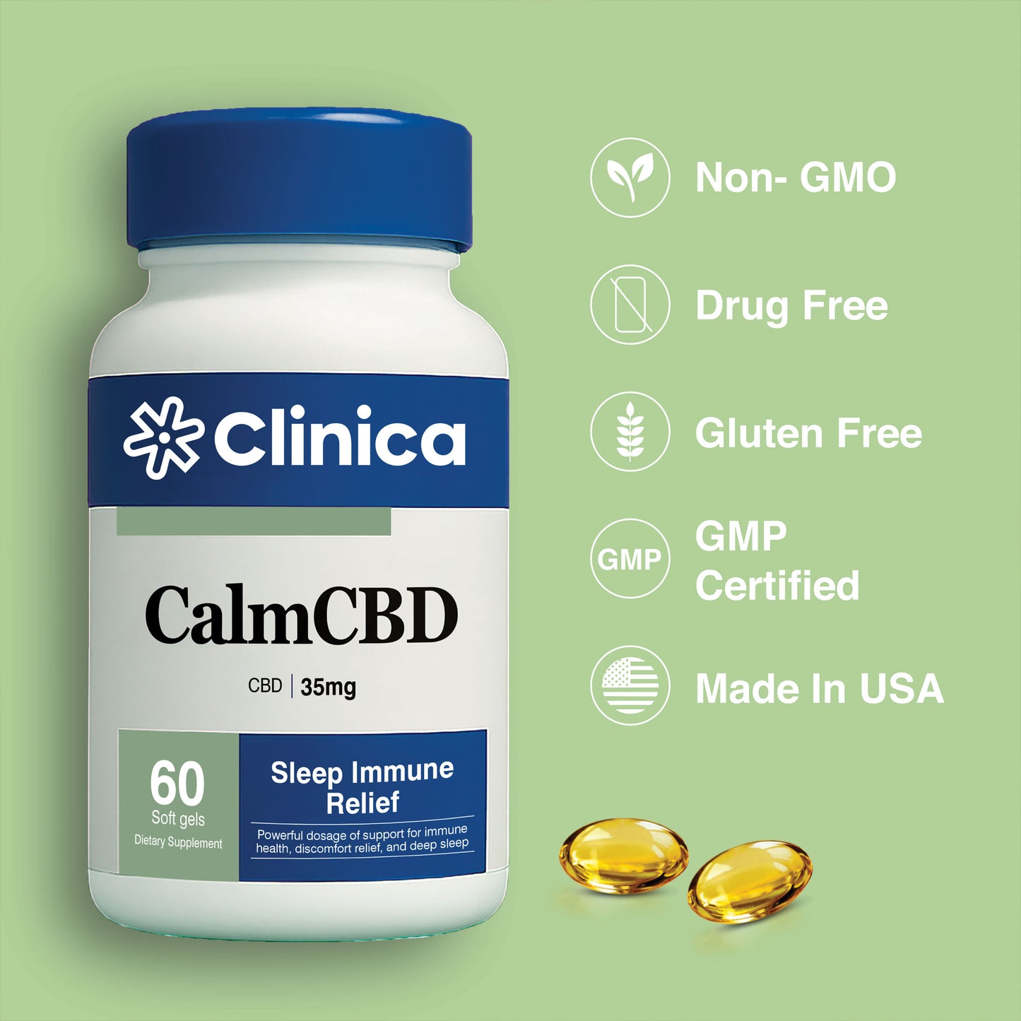 CalmCBD – Broad Spectrum Hemp Extract 25 mg – 60 Softgels
