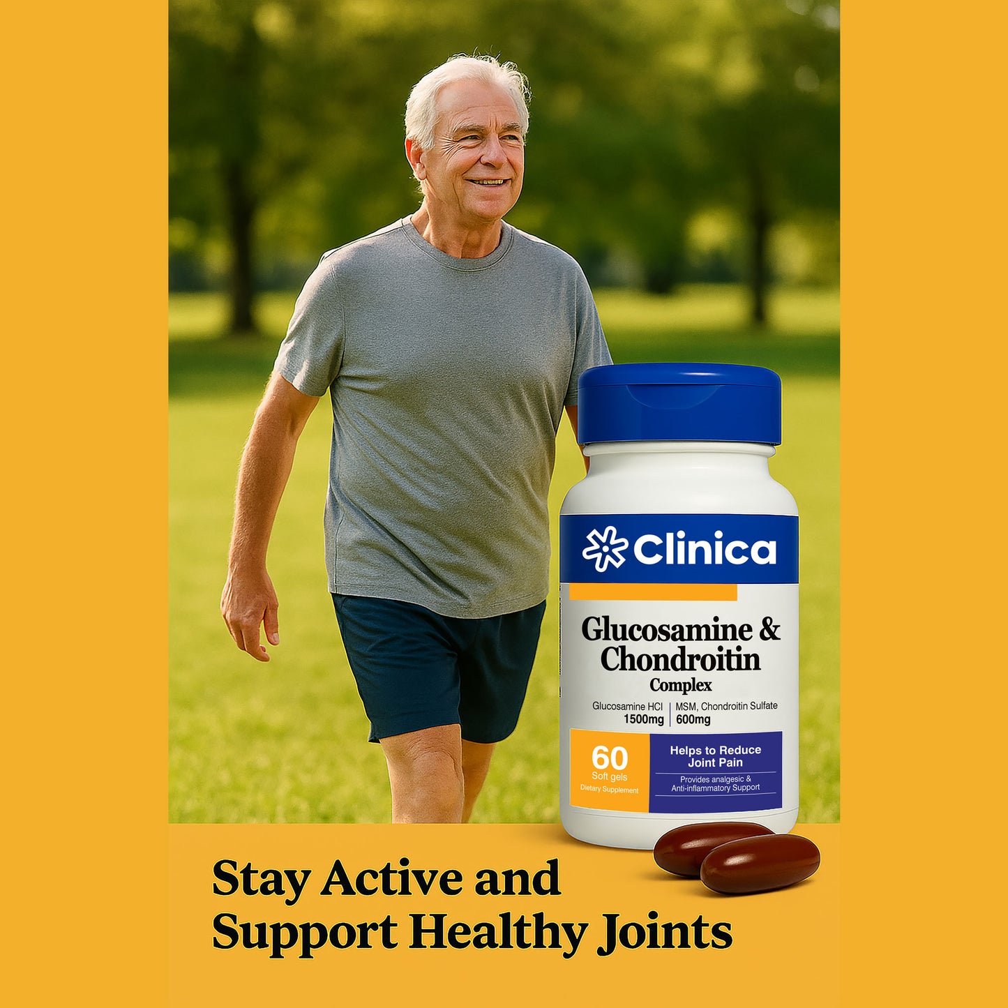 Glucosamine & Chondroitin – Glucosamine Sulfate 1500 mg – 60 Softgels