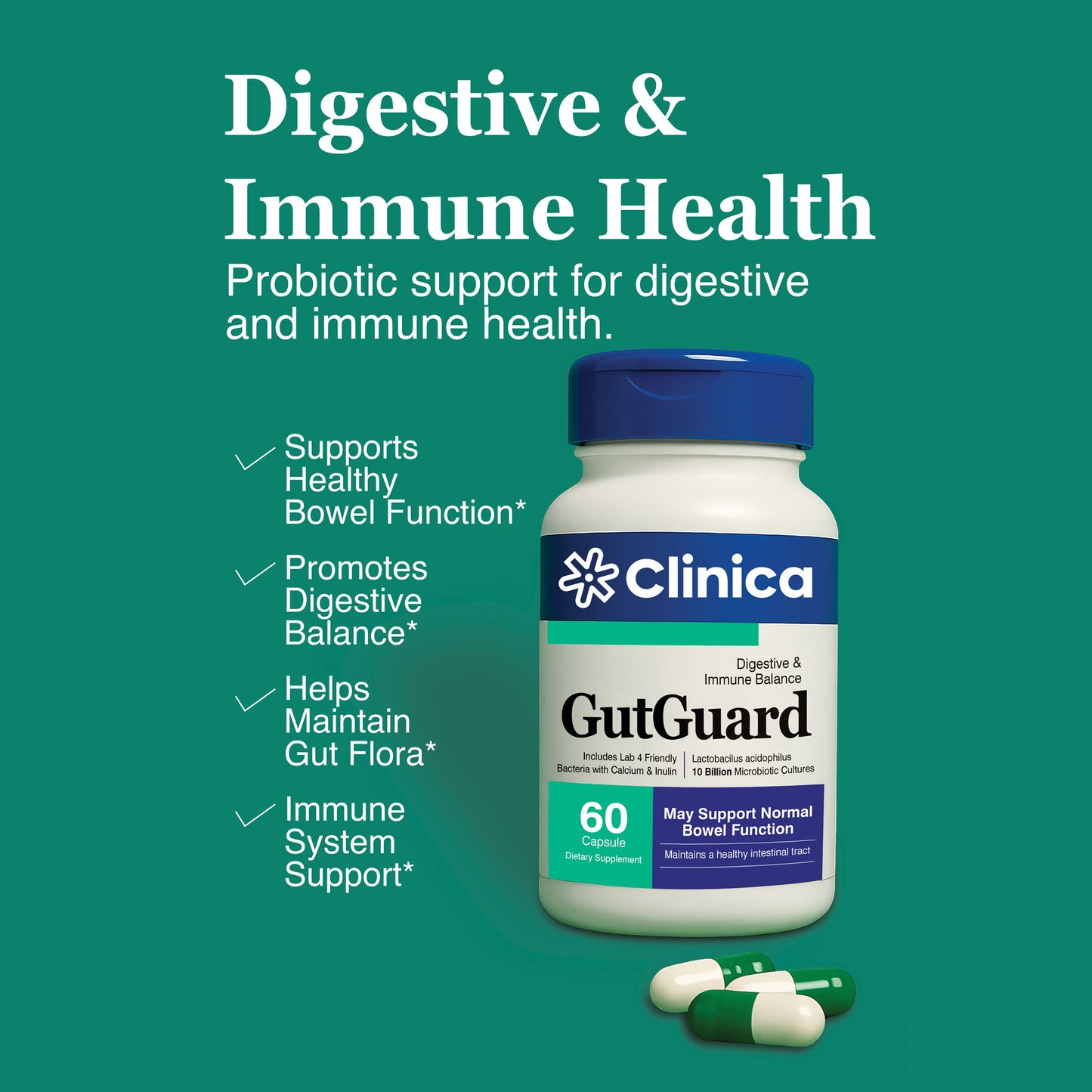 GutGuard – Probiotic Blend 10 Billion CFU – 60 Capsules