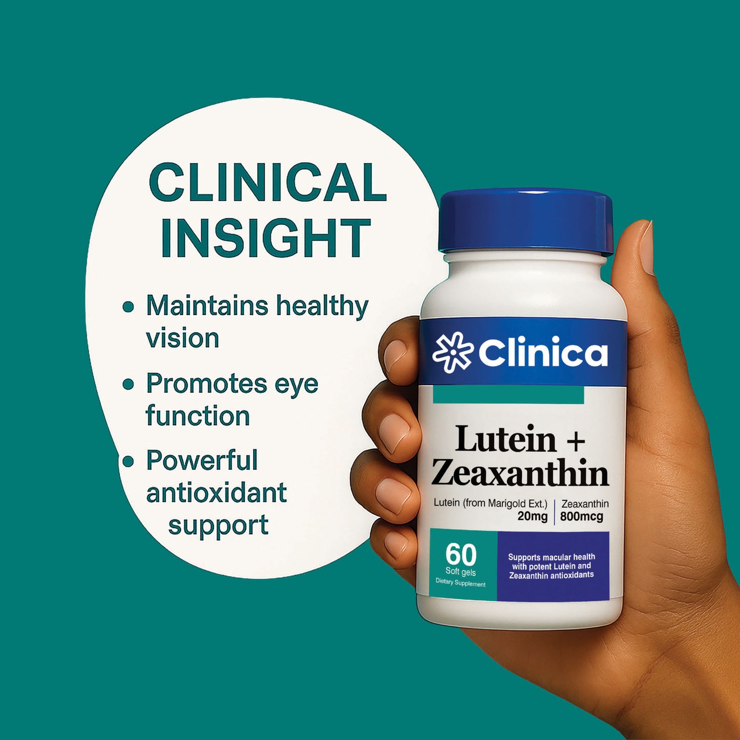 Lutein + Zeaxanthin – Lutein (from Marigold) 20 mg + Zeaxanthin 800 mcg – 60 Softgels