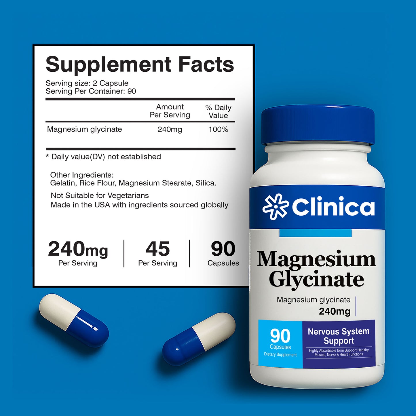Magnesium Glycinate 240mg – Gentle, High-Absorption Capsules