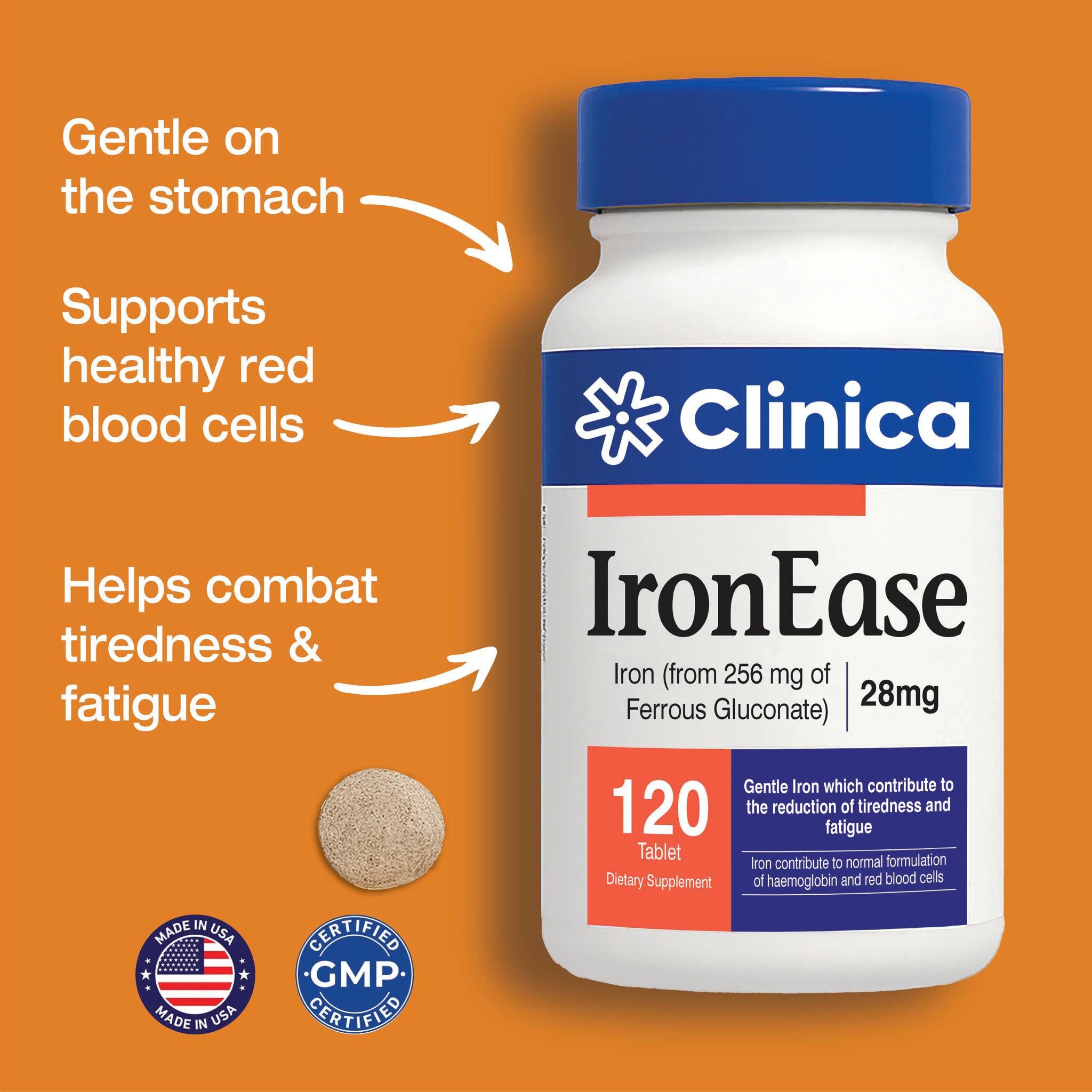IronEase – Ferrous Gluconate 28 mg – 120 Tablets