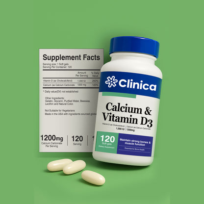 Calcium & Vitamin D3 – Calcium Carbonate 1200 mg – 120 Softgels