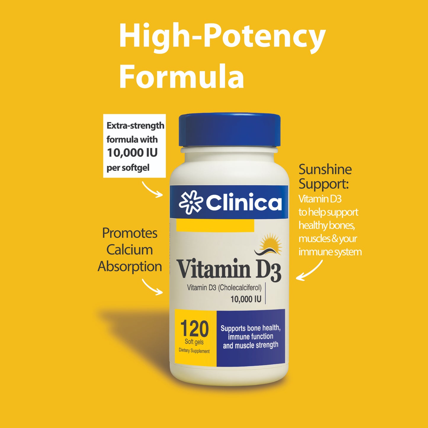 Vitamin D3 10,000 IU | High Potency 120 Softgels