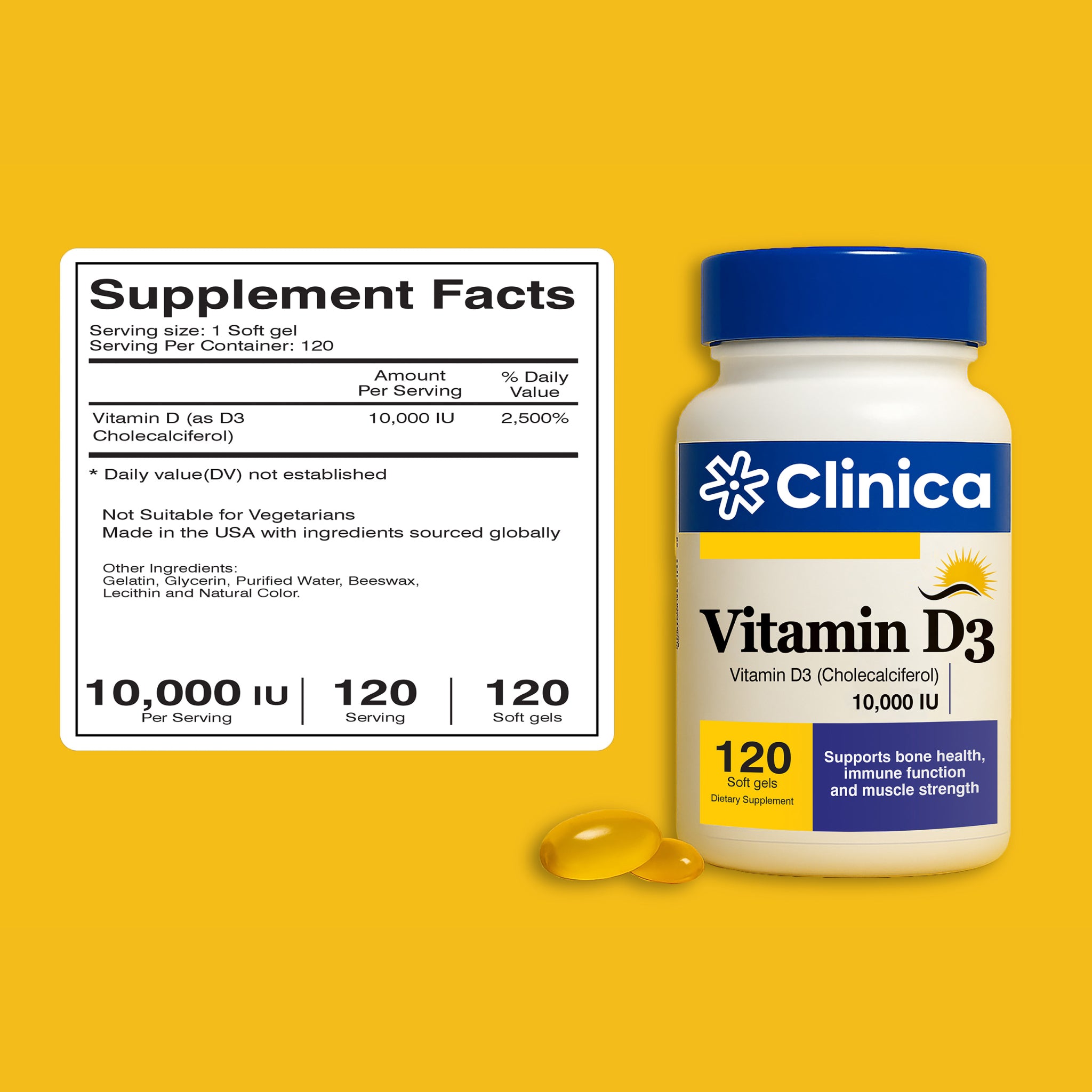 Vitamin D3 10,000 IU | High Potency 120 Softgels