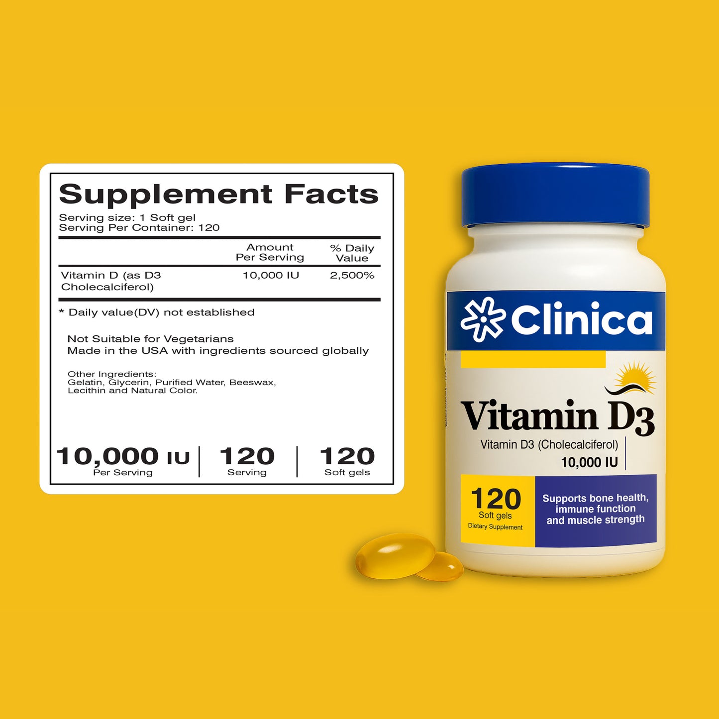 Vitamin D3 10,000 IU | High Potency 120 Softgels