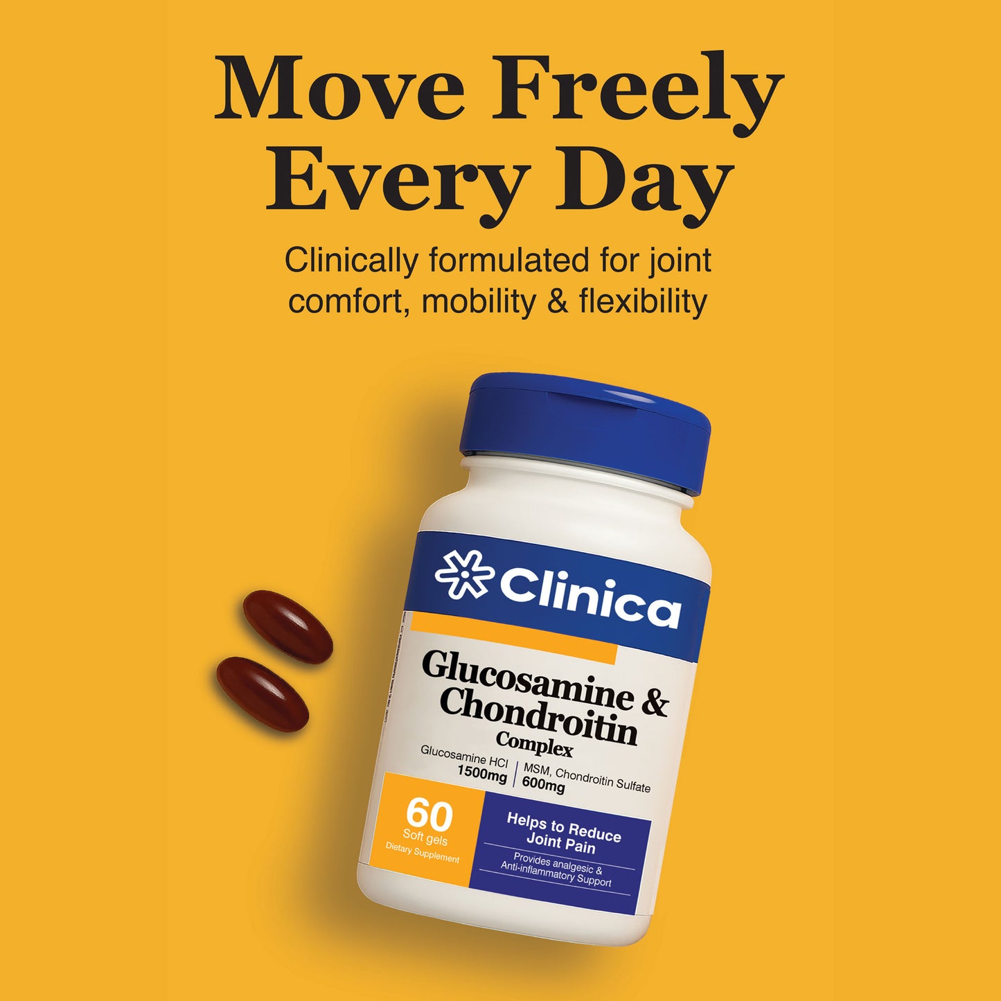 Glucosamine & Chondroitin – Glucosamine Sulfate 1500 mg – 60 Softgels