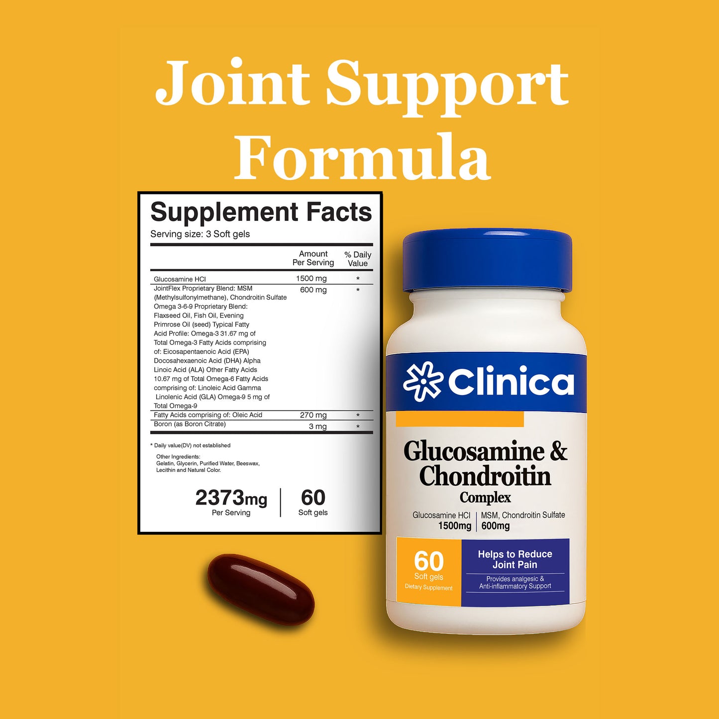 Glucosamine & Chondroitin – Glucosamine Sulfate 1500 mg – 60 Softgels