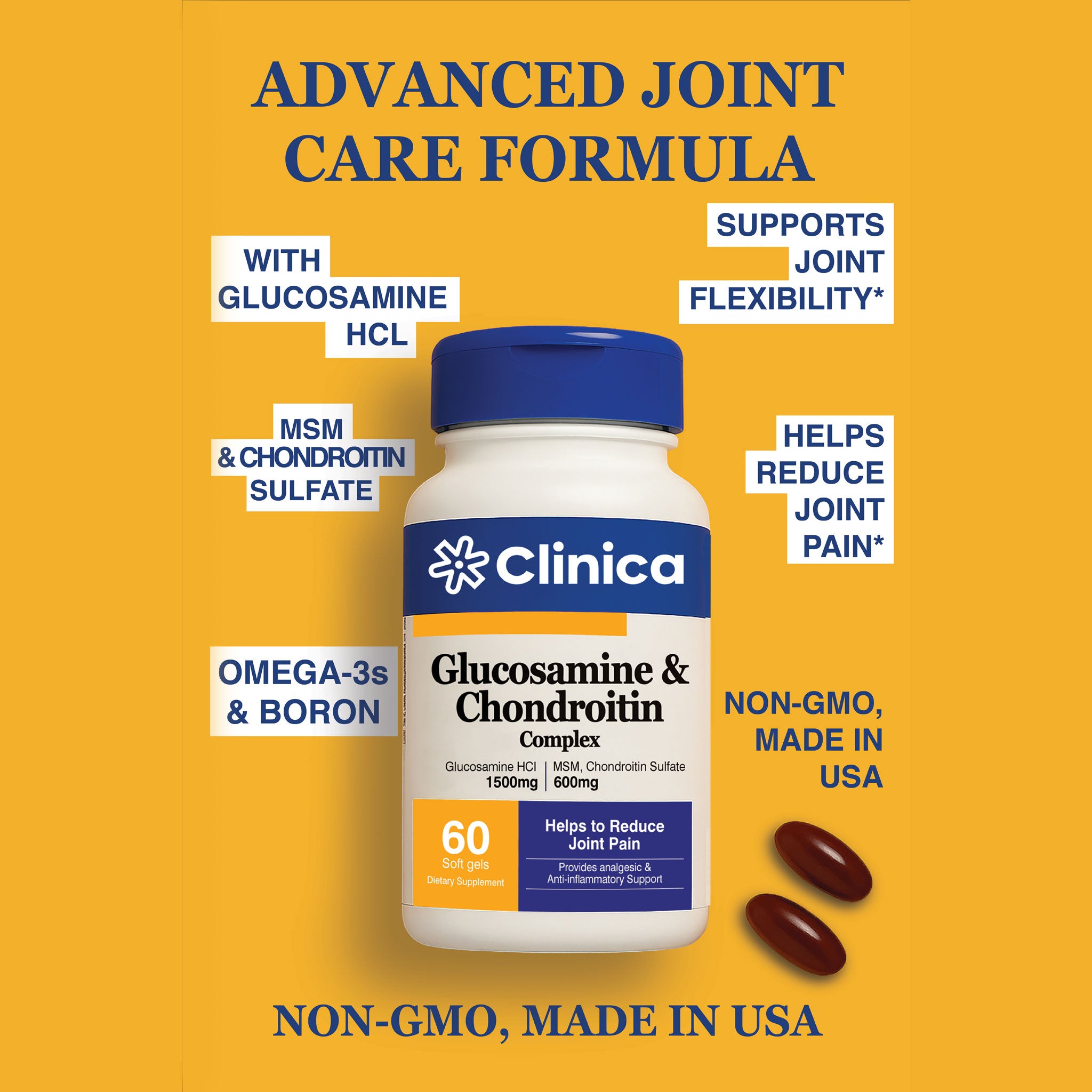 Glucosamine & Chondroitin – Glucosamine Sulfate 1500 mg – 60 Softgels