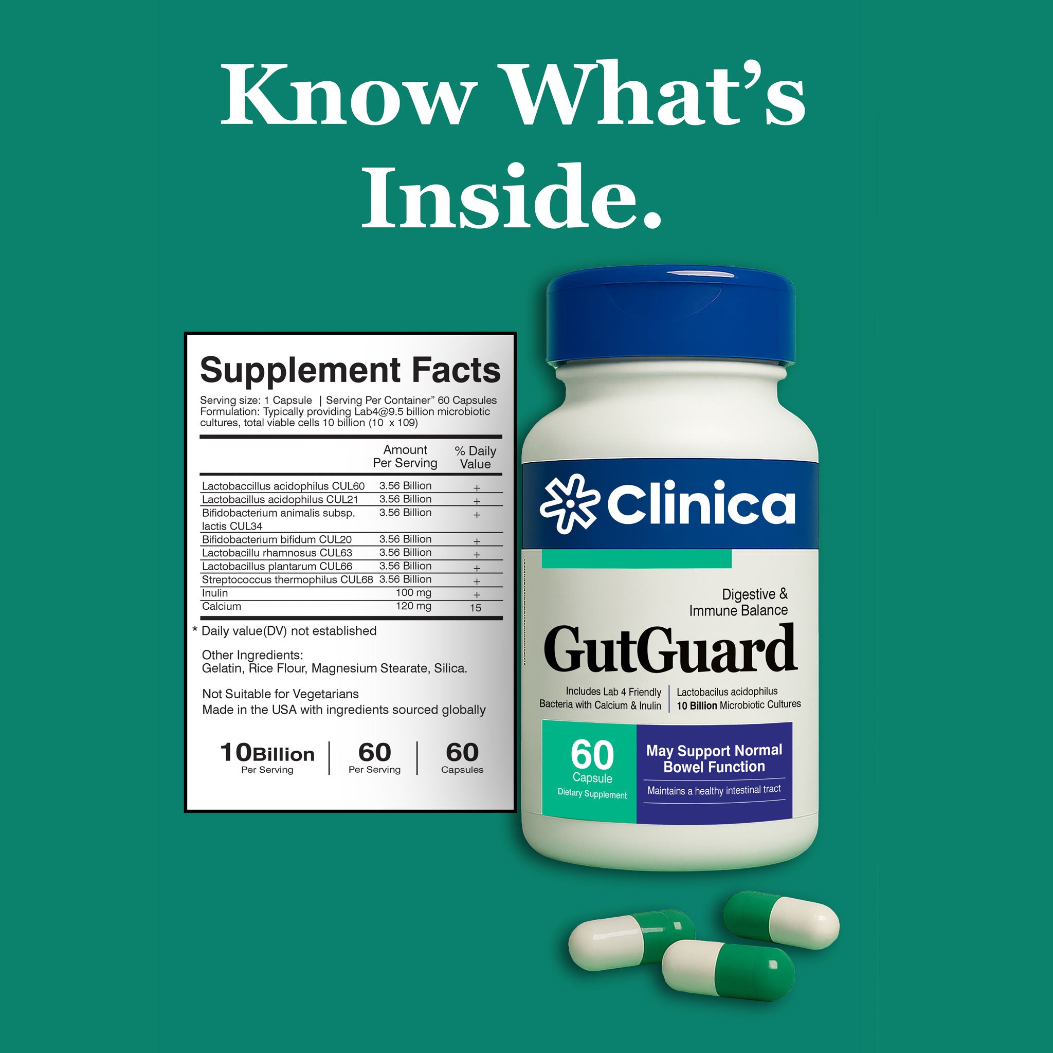 GutGuard – Probiotic Blend 10 Billion CFU – 60 Capsules