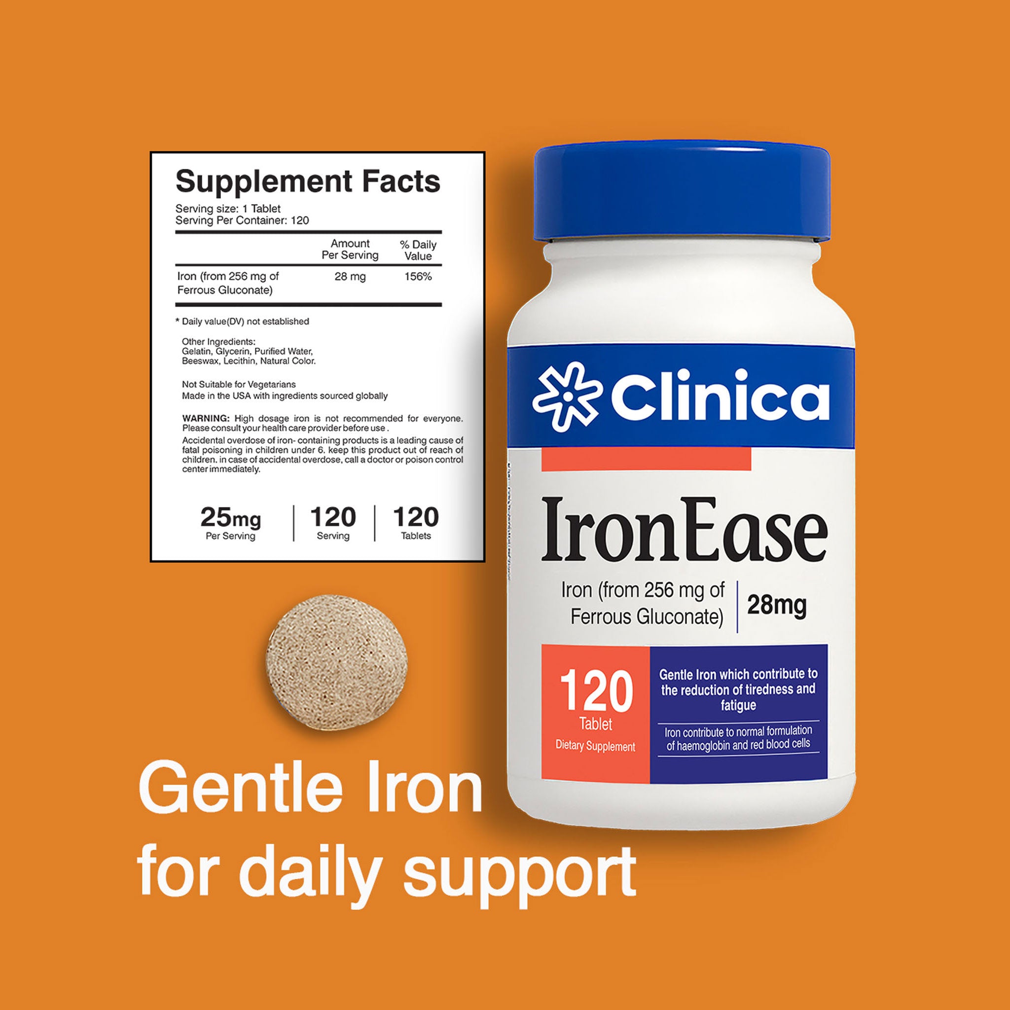 IronEase – Ferrous Gluconate 28 mg – 120 Tablets