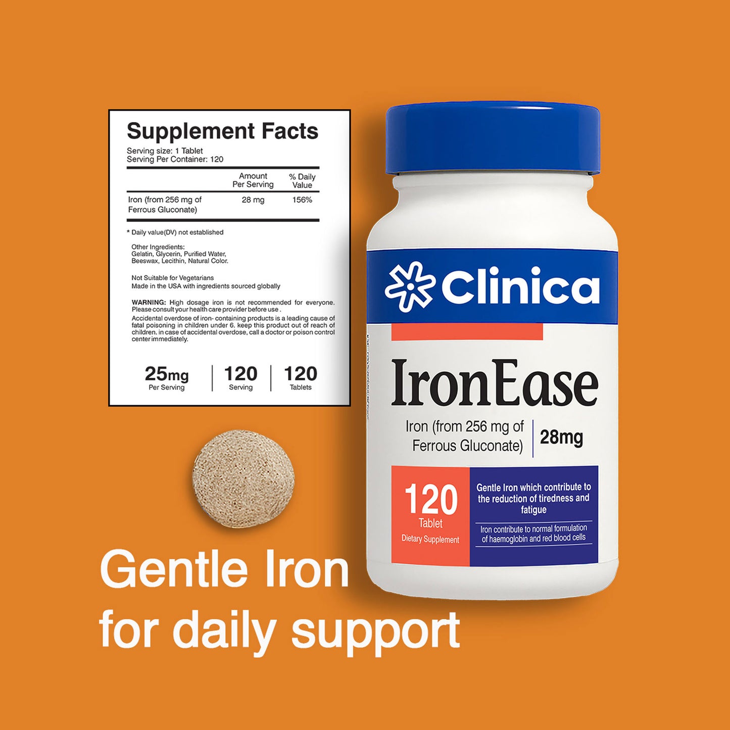 IronEase – Ferrous Gluconate 28 mg – 120 Tablets