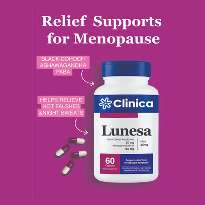 Lunesa – Black Cohosh Root Extract 20 mg + Ashwagandha KSM-66 150 mg + PABA 25 mg – 60 Capsules