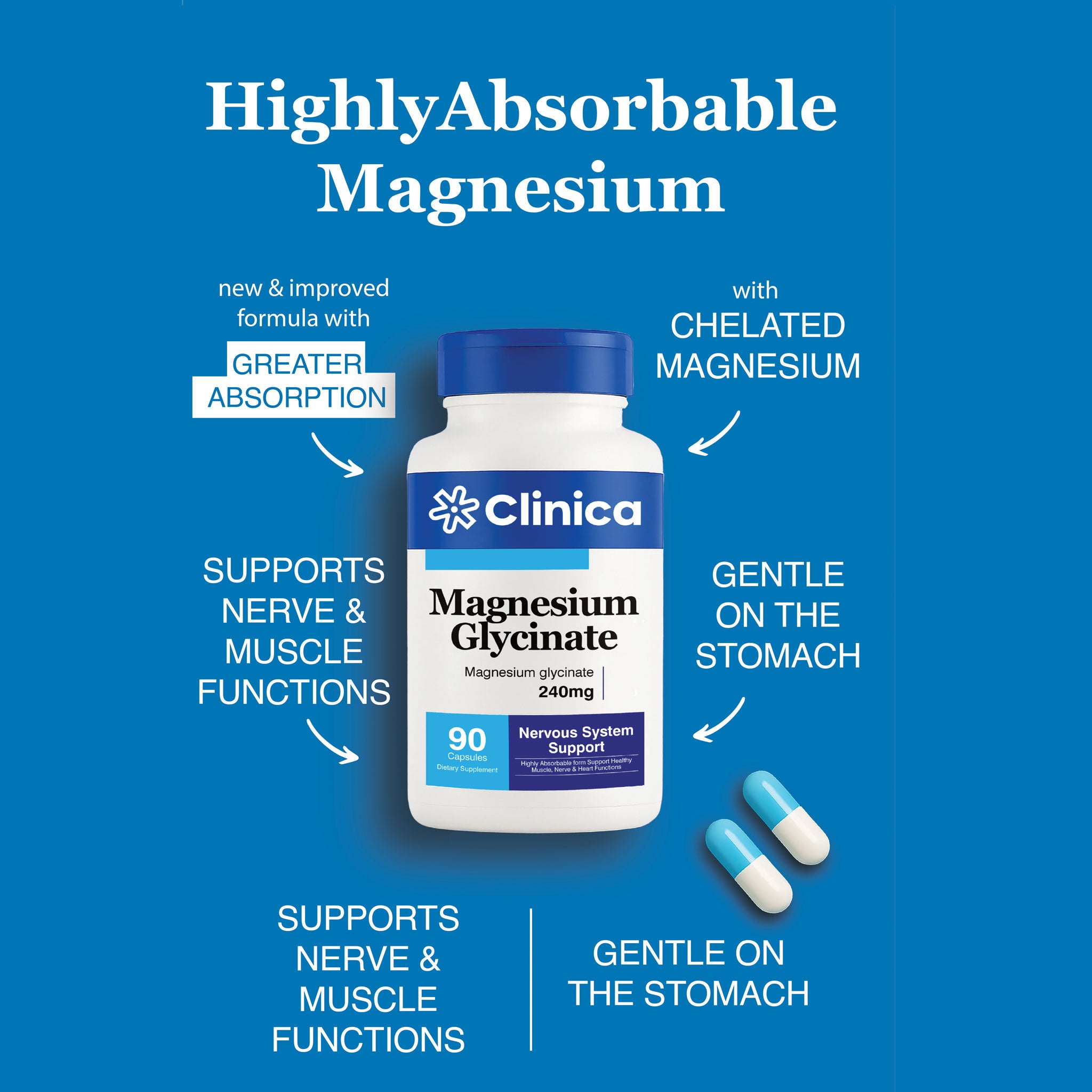 Magnesium Glycinate 240mg – Gentle, High-Absorption Capsules