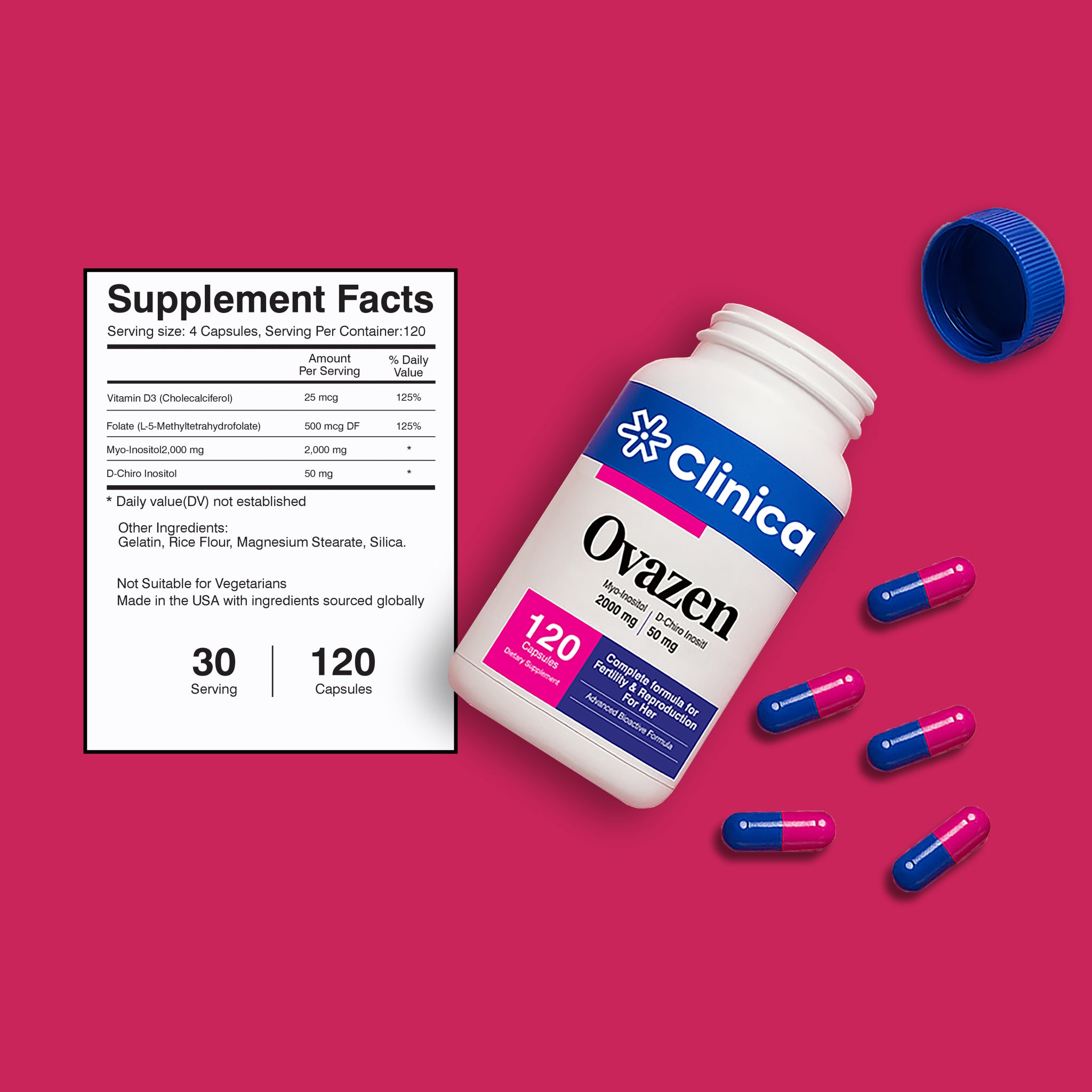 Ovazen – Myo-Inositol 2000 mg + D-Chiro Inositol 50 mg – 120 Capsules