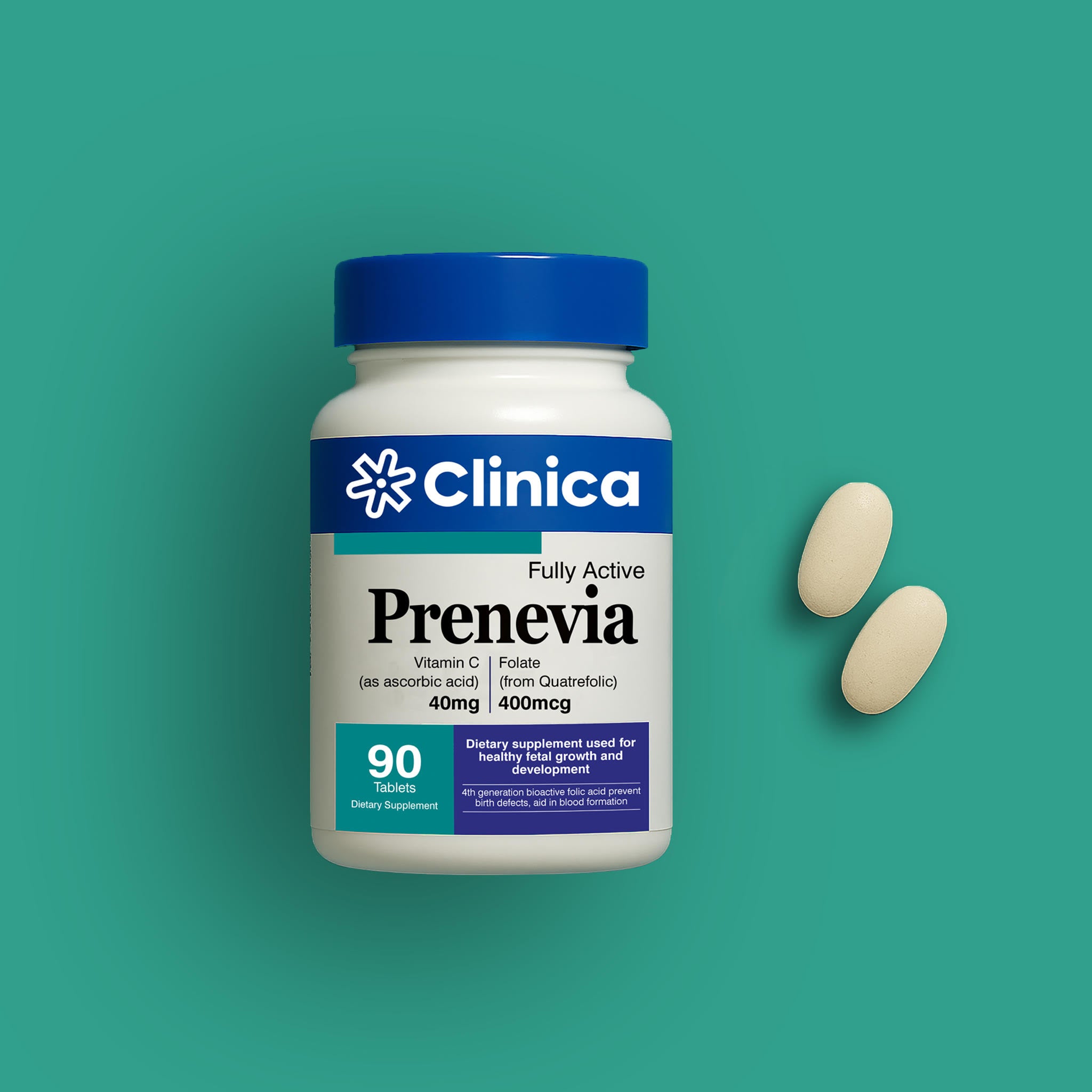 Prenevia – Iron (as Bisglycinate) 28 mg + Folate (Quatrefolic®️) 400 mcg – 90 Softgels