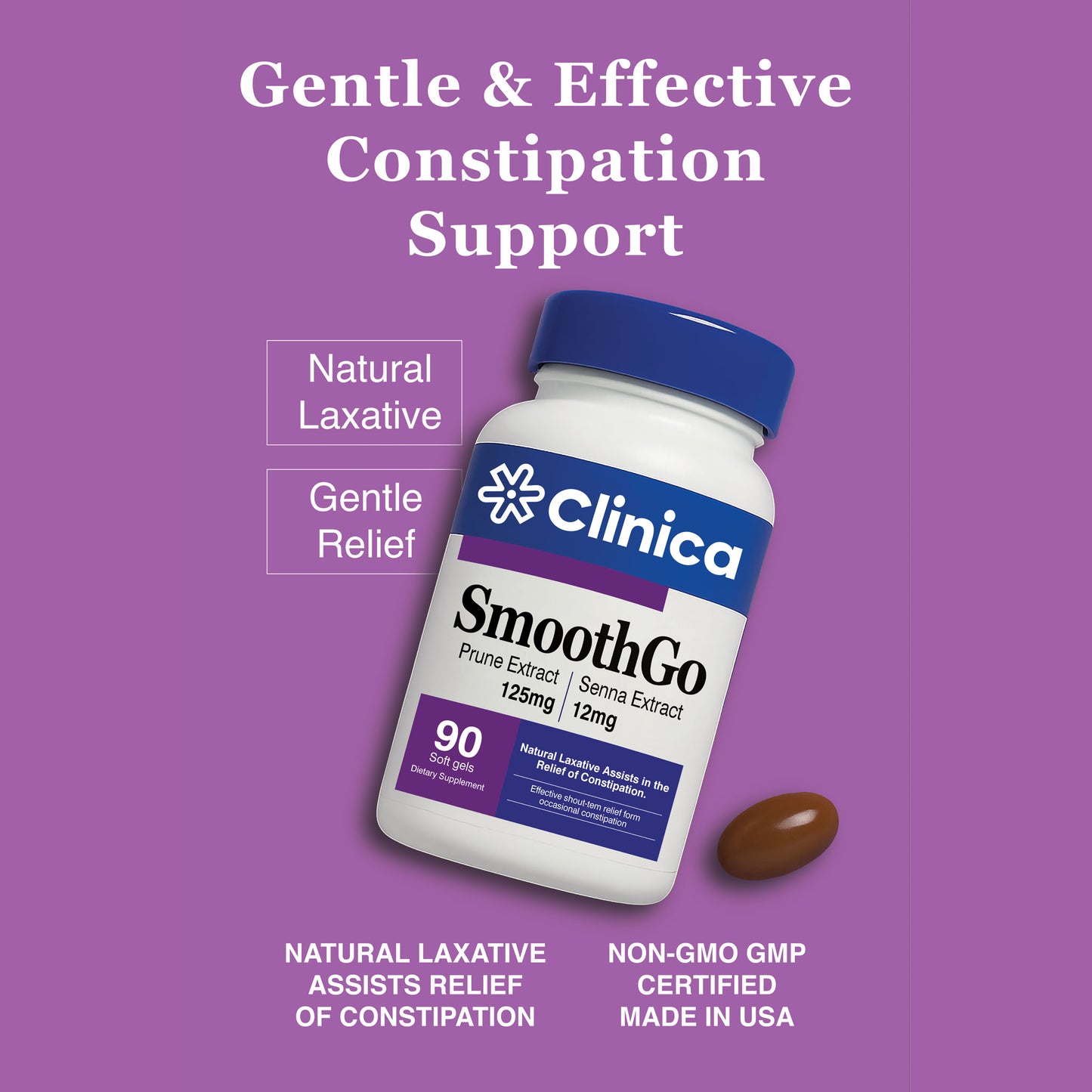 SmoothGo – Prune Extract 125 mg + Senna Extract 12 mg – 90 Softgels