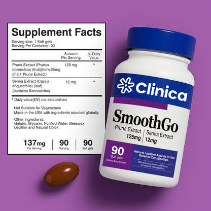 SmoothGo – Prune Extract 125 mg + Senna Extract 12 mg – 90 Softgels