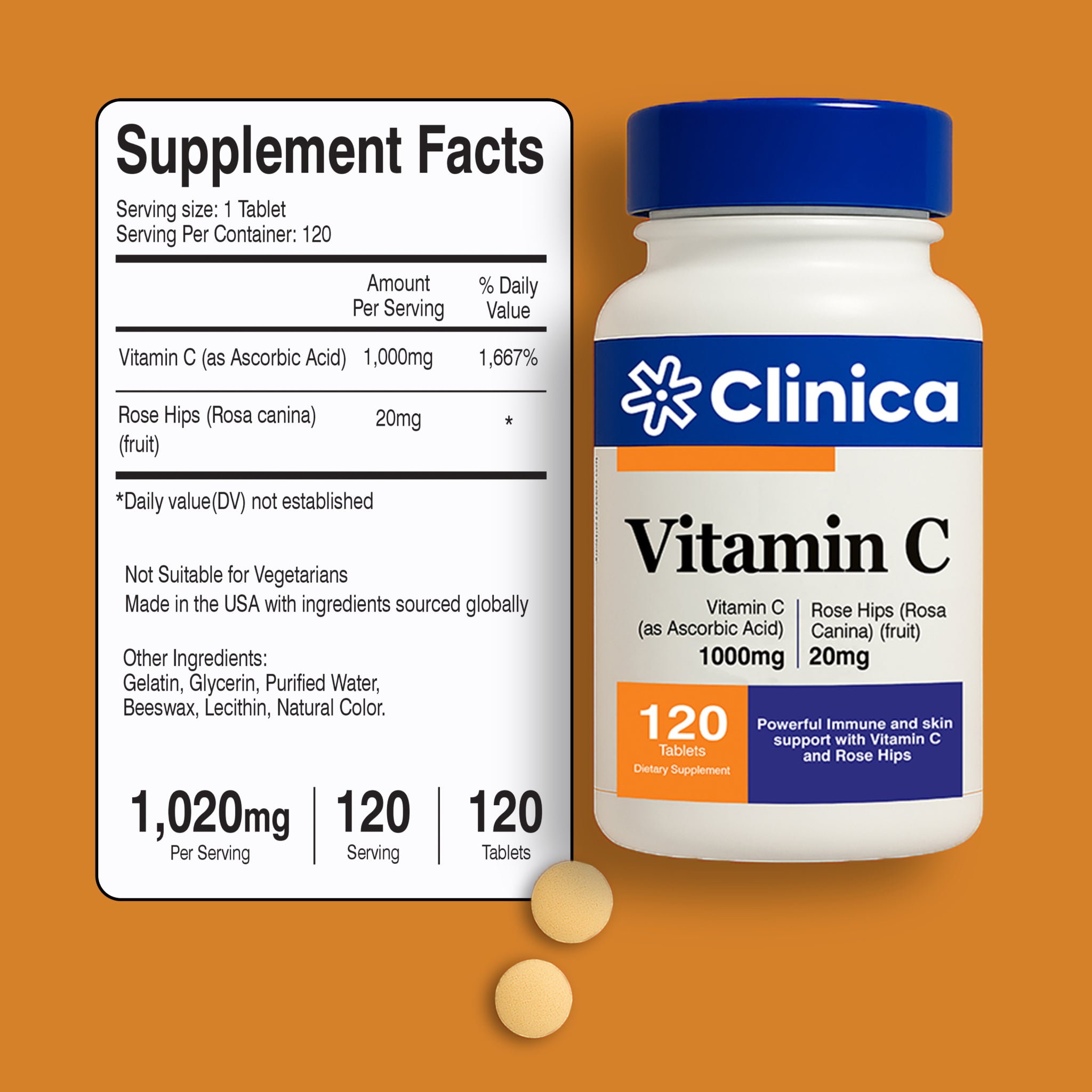 Vitamin C – Ascorbic Acid 1000 mg – 60 Tablets