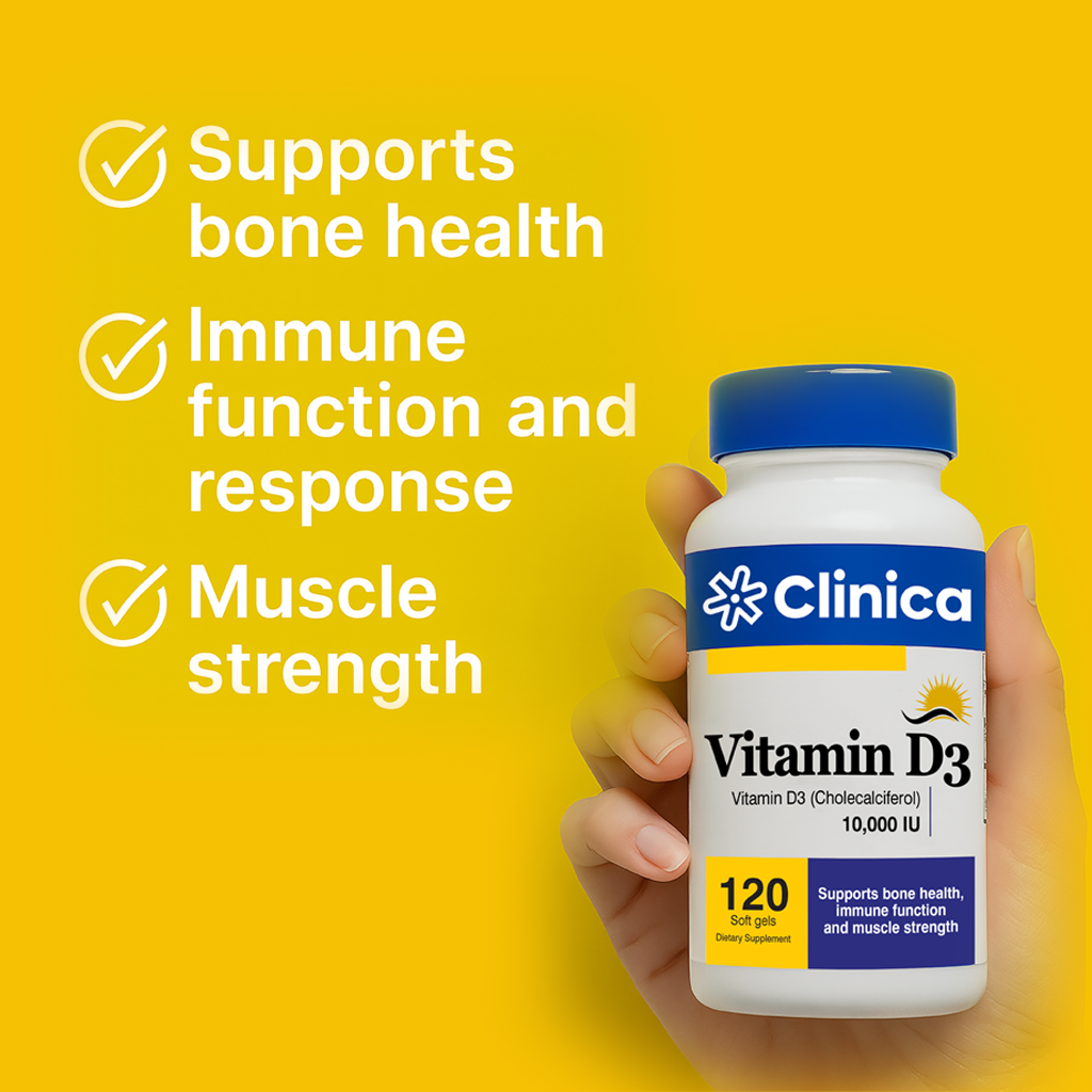 Vitamin D3 10,000 IU supplement – supports bone health, immune function, and muscle strength

